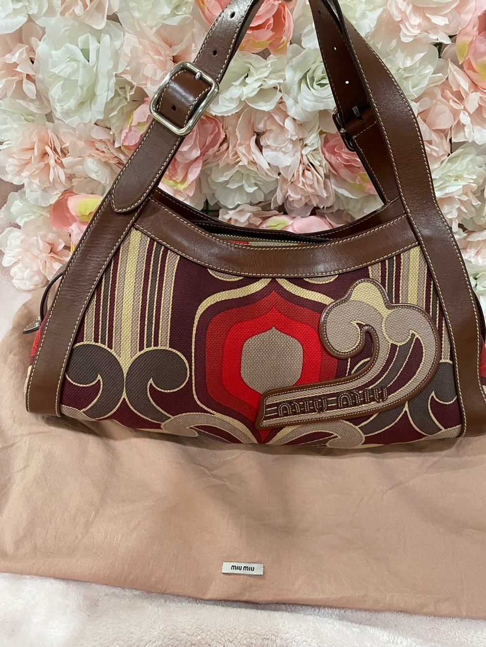 Miu Miu Multi-Colored Canvas Shoulder Bag